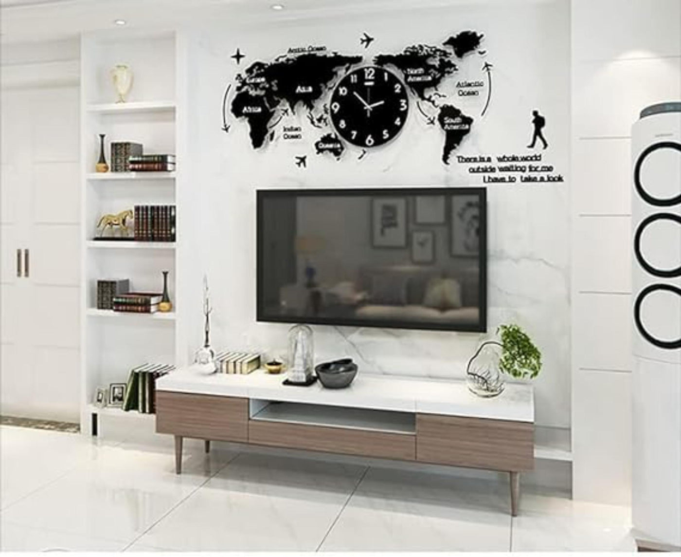 ElleDream™️ World Map Wall Clock Black